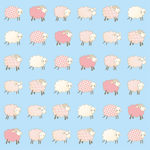 children's wallpaper with sheep - Vector, Image