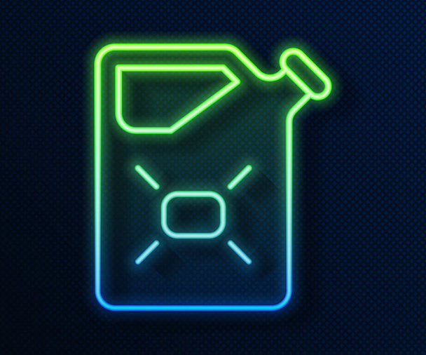 Glow néon line Boîte pour liquides inflammables icône isolée sur fond bleu. Pétrole ou biocarburant, produits chimiques explosifs, substances dangereuses. Vecteur - Vecteur, image