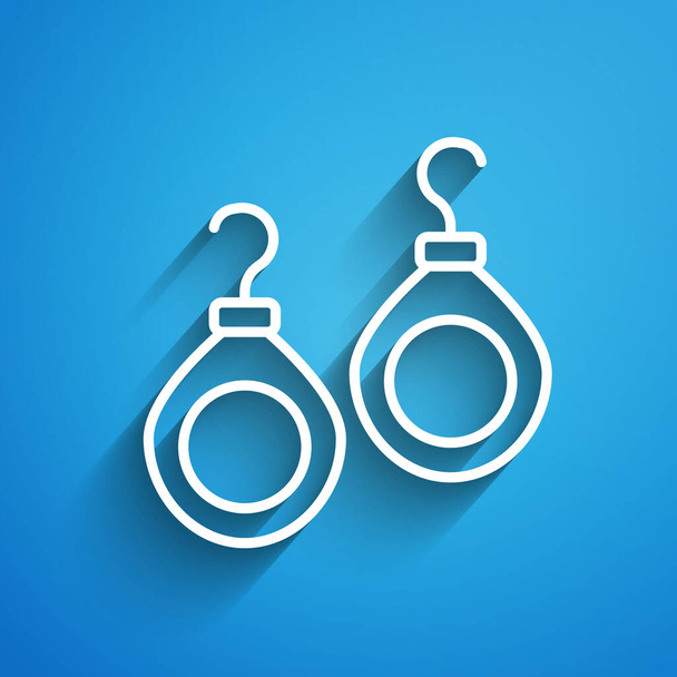 Boucles d'oreilles ligne blanche icône isolée sur fond bleu. Accessoires de bijoux. Longue ombre. Vecteur - Vecteur, image
