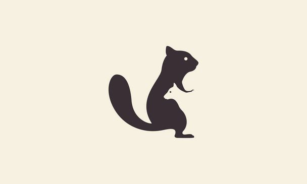 σιλουέτα σκίουρος με το λογότυπο κουτάβι εικονογράφηση εικονίδιο σχεδιασμό - Διάνυσμα, εικόνα