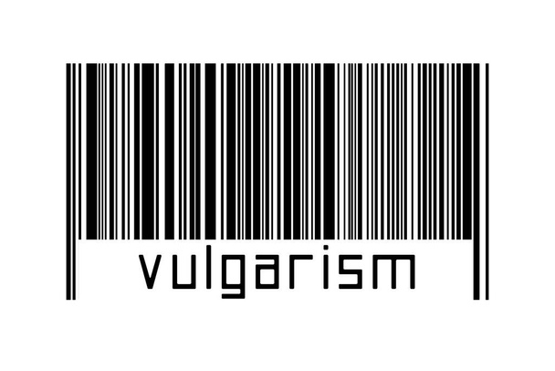 Digitalization concept. Barcode of black horizontal lines with inscription vulgarism below. - Photo, Image