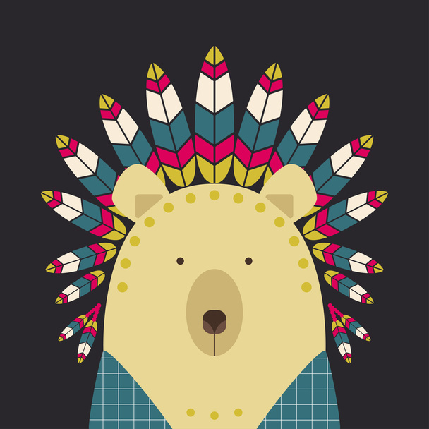 Indian polar bear with feathers - Vector, Image