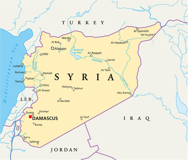 Syyrian poliittinen kartta - Vektori, kuva