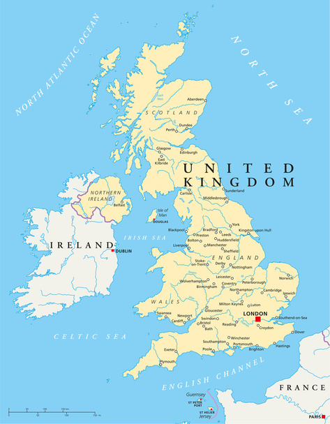 Reino Unido mapa político - Vector, Imagen