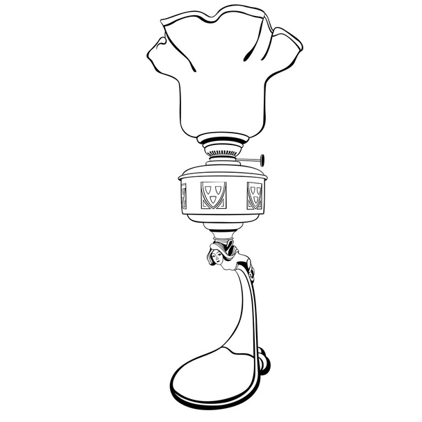 old table lamp in the art deco style - Vettoriali, immagini