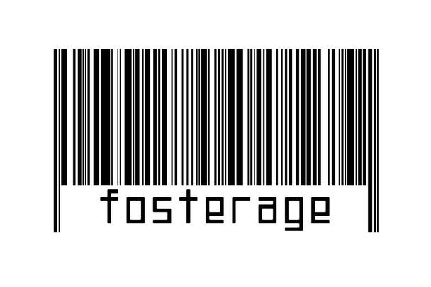 Штрих-код на белом фоне с надписью Fosterage ниже. Концепция торговли и глобализации - Фото, изображение