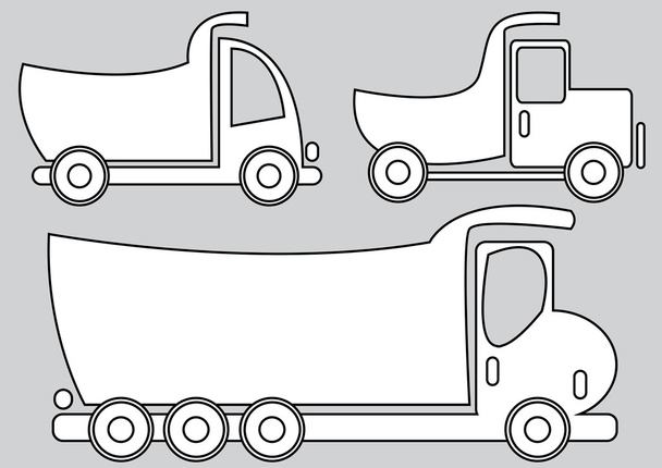Araba simgeler gri arka plan üzerinde izole kamyon - Vektör, Görsel