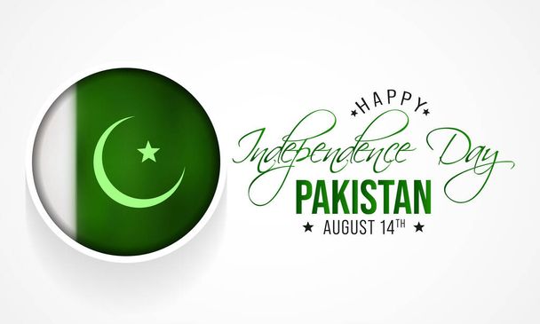 День независимости Пакистана отмечается каждый год 14 августа, он отмечает годовщину разделения субконтинента на две страны, Индию и Пакистан. Векторная иллюстрация - Вектор,изображение