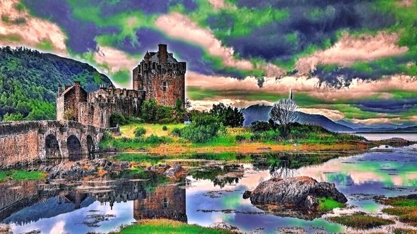  Kasteel in Schotland digitaal schilderen - Foto, afbeelding