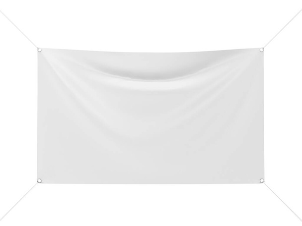 Rectangle vinyl banner mockup. 3d illustration isolated on white background. Banner for your ad - Photo, Image