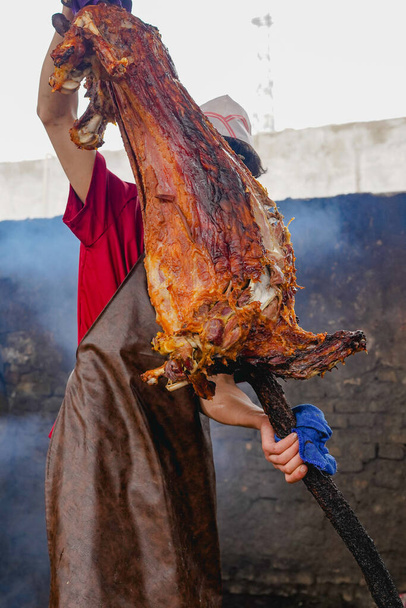 Roasted whole lamb, golden barbecue delicious - Photo, Image