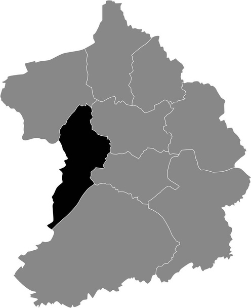 Fekete elhelyezkedésű térkép a Dsseldorfer Stadtbezirk III (Essen-West) kerületben a német regionális főváros Essen, Németország - Vektor, kép