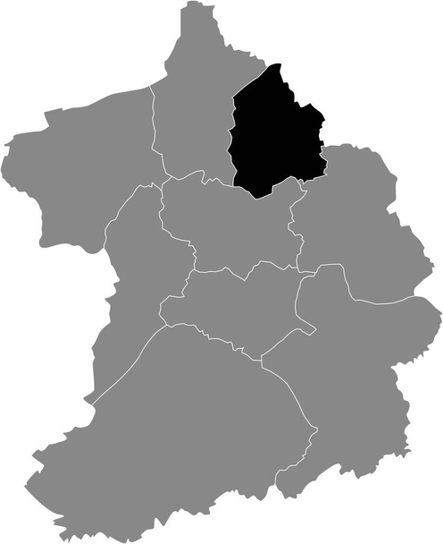 Fekete elhelyezkedésű térkép a Dsseldorfer Stadtbezirk VI (Zollverein) kerületben a német regionális főváros Essen, Németország - Vektor, kép