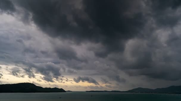 Timelapse Sky and black cloud Dark grey storm clouds Dramatic sky raining dark stormy cloudy Beautiful nature time lapse storm clouds at sunset time Horrible weather Bad weather day - Footage, Video