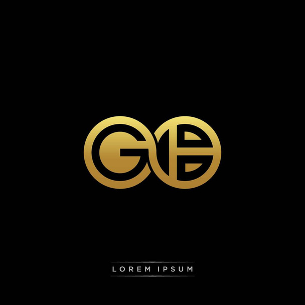 initial letter linked circle capital monogram logo modern template gold color version isolated on black background - Vector, Image