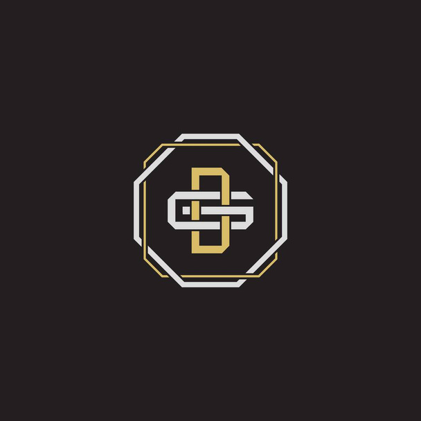 Initial letter overlapping interlock logo monogram line art style isolated on black background template - Vector, Image