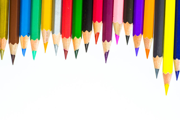lápis coloridos isolados no fundo branco - Foto, Imagem