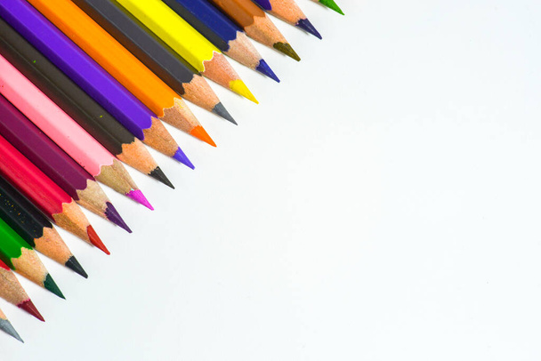 colorful pencils isolated on white background - 写真・画像
