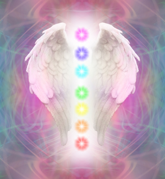 engel vleugels en zeven chakra 's - Foto, afbeelding
