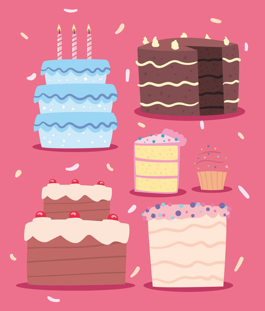 tortasorozat születésnapja - Vektor, kép