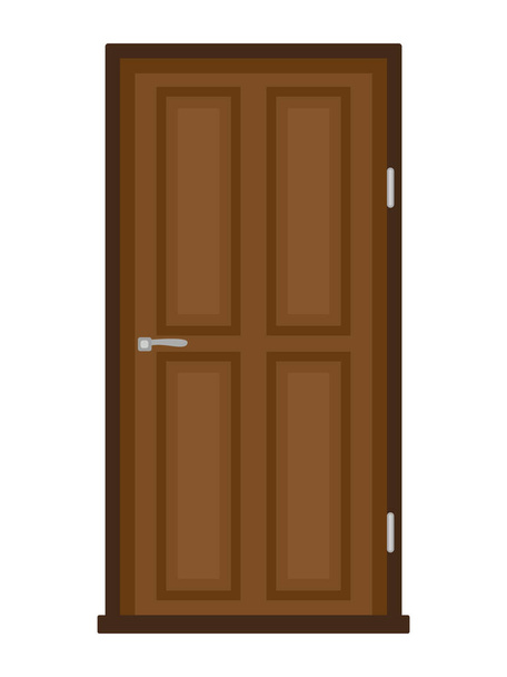 Vektorillustration einer modernen Holztür auf weißem Hintergrund - Vektor, Bild