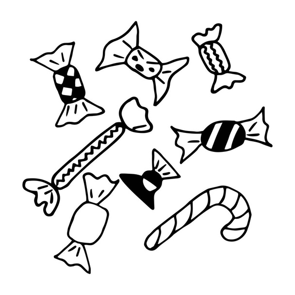  Vector set of candies in doodle style - Vektor, obrázek