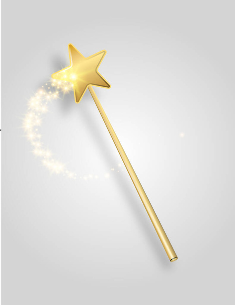 Vector illustration of miracle magical stick with sparkle isolated on transparent background. shot of a magic wand suspended in thin air with a drop shadow and clipping path - Vector, Image