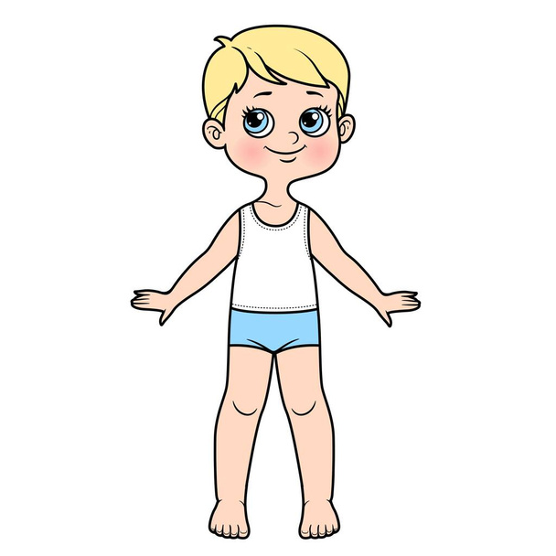 Cute cartoon boy dressed in underwear color variation on a white background - Vektor, kép