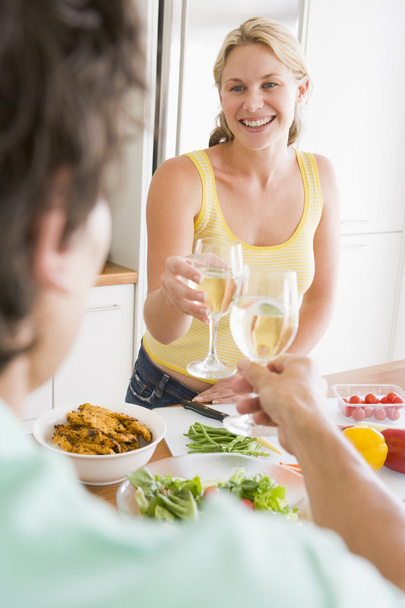 Woman Talking To Husband While Preparing meal,mealtime - Photo, Image