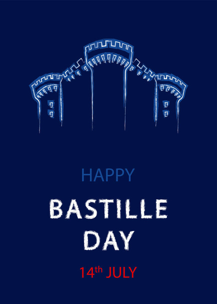 Día Nacional Francés, 14 de julio. Feliz día de la Bastilla. Plantilla para tarjeta, póster, volante, impresión. Ilustración vectorial. - Vector, Imagen