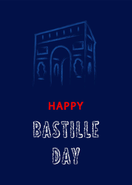 French National Day, 14th of July. Happy Bastille day. Template for card, poster, flyer, print. Vector illustration. - Vector, Image