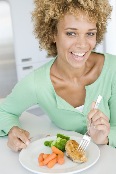 Woman Eating Healthy meal,mealtime - Foto, afbeelding