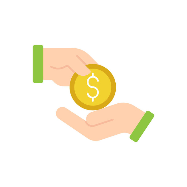 Money with Hand icon Vector Illustration. Money Cash on Hand icon vector design concept for Payment, Finance, Currency and Trading Business. Dollar Money icon for website, symbol, icon, sign, App UI - Vector, Image