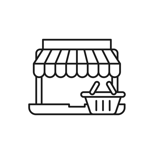 Çevrimiçi Mağaza simgesi Vektör Tasarımı İllüstrasyonu E-ticaret, çevrimiçi mağaza ve pazar yeri web sitesi, mobil, logo, sembol, düğme, işaret, uygulama UI için Modern Online Alışveriş ikonu vektör tasarımı kavramı - Vektör, Görsel