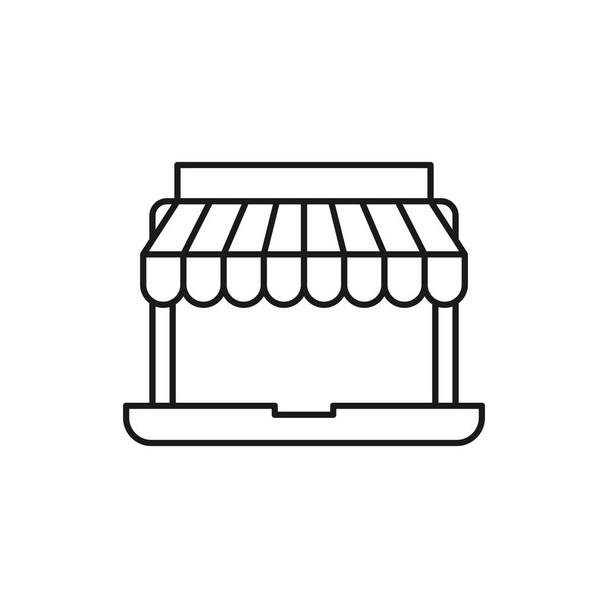 Icono de tienda online Diseño vectorial Ilustración. Moderno icono de compras en línea concepto de diseño de vectores para el comercio electrónico, tienda en línea y sitio web del mercado, móvil, logotipo, símbolo, botón, signo, interfaz de usuario de la aplicación - Vector, imagen