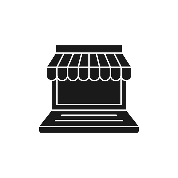 Icono de tienda online Diseño vectorial Ilustración. Moderno icono de compras en línea concepto de diseño de vectores para el comercio electrónico, tienda en línea y sitio web del mercado, móvil, logotipo, símbolo, botón, signo, interfaz de usuario de la aplicación - Vector, Imagen