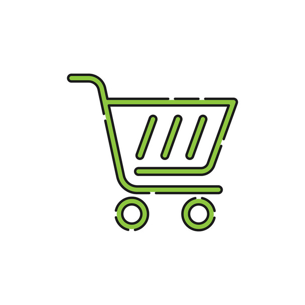 Shopping Cart icon Vector Illustration. Shopping Cart vector icon design for e-commerce, online store and marketplace. Shopping Cart icon vector for website, mobile, logo, symbol, button, sign, app - Vektör, Görsel