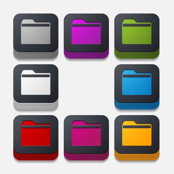 square button: folder - Vektor, kép