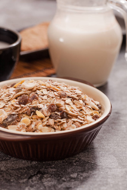 Muesli breakfast with oatmeal cereals - Φωτογραφία, εικόνα