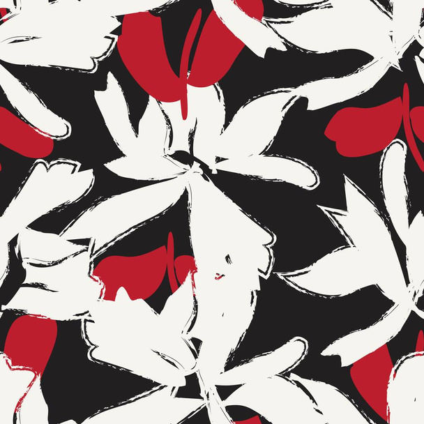 Red Floral brush strokes seamless pattern background for fashion prints, graphics, backgrounds and crafts - Διάνυσμα, εικόνα