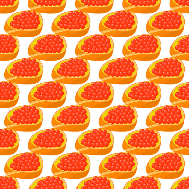 Illustration zum Thema große Muster identische Arten Fisch Kaviar, Ei gleicher Größe. Eiermuster bestehend aus frischem Fischkaviar für farbigen Druck auf Tapeten. Abstraktes Eiermuster aus vielen Fischkaviaren. - Vektor, Bild