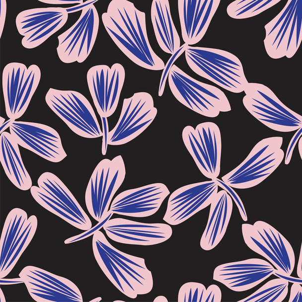 ピンクとネイビーの花のブラシは、ファッションプリント、グラフィック、背景や工芸品のためのシームレスなパターンの背景をストローク - ベクター画像