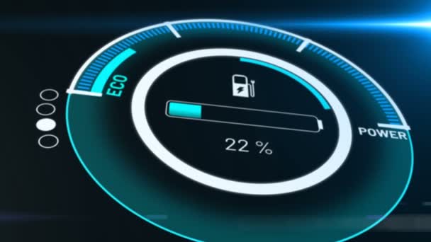 Electric car battery in active charging visionary dashboard - Footage, Video