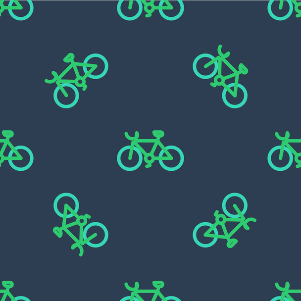 Line Bicycle icon isolated seamless pattern on blue background. Bike race. Extreme sport. Sport equipment. Vector - Vetor, Imagem