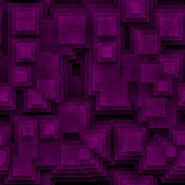 Abstrakte lila Pyramide und quadratische optische Illusion Teaser psychedelische Tapete, 3D-Illustration nahtlose Muster. - Foto, Bild