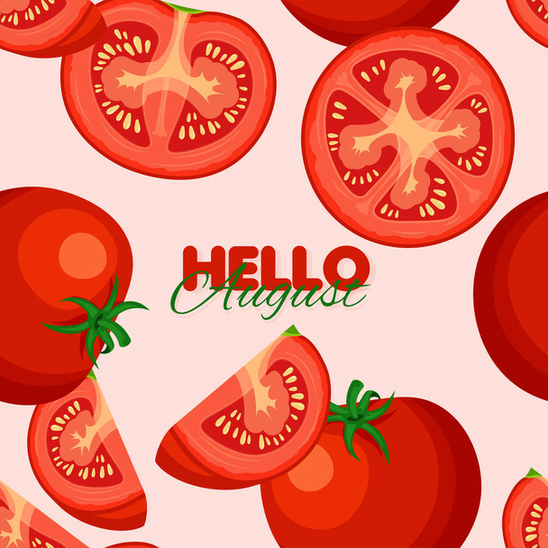 Modèle sans couture tomate. Concept de bannière d'été. Illustration vectorielle - Vecteur, image