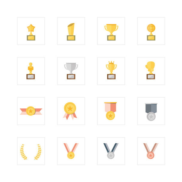 Conjunto de iconos de trofeo y medallas
.  - Vector, imagen