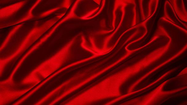 Fondo de textura de tela de seda roja rica y lujosa. Vista superior. - Foto, imagen