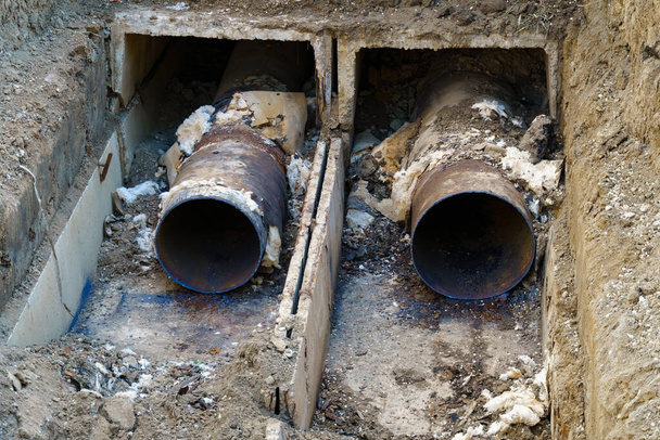 reparação de antigos principais tubos de abastecimento de água - Foto, Imagem