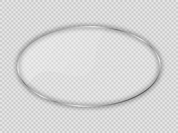Glass plate in oval frame isolated on transparent background. Vector illustration. - Vector, Image
